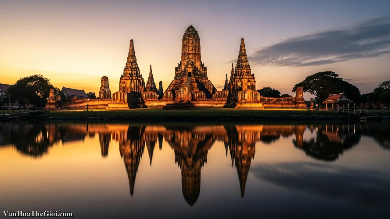 Nghệ thuật Ch&ugrave;a v&agrave;ng Th&aacute;i Lan v&agrave; kiến tr&uacute;c Ayutthaya